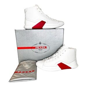 RARE NWT Prada Linea Rossa High Top Sneakers Men’s Tennis Shoes Sz 10 4T288210